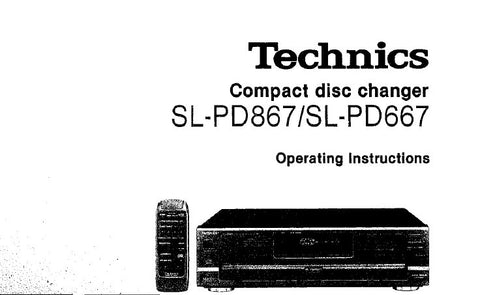 TECHNICS SL-PD667 SL-PD867 CD PLAYER OPERATING INSTRUCTIONS INC CONN DIAG AND TRSHOOT GUIDE 20 PAGES ENG