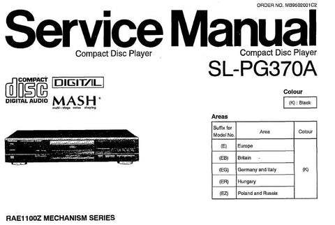 TECHNICS SL-PG370A CD PLAYER SERVICE MANUAL INC CONN DIAG SCHEM DIAG PCB'S WIRING CONN DIAG BLK DIAG TRSHOOT GUIDE AND PARTS LIST 36 PAGES ENG