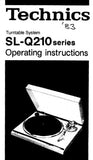 TECHNICS SL-D3 SL-Q210 TURNTABLE SYSTEM OPERATING INSTRUCTIONS 16 PAGES ENG