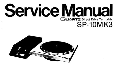 TECHNICS SP-10MK3 QUARTZ DIRECT DRIVE TURNTABLE SERVICE MANUAL INC PCB AND WIRING CONN DIAG BLK DIAG PCBS SCHEM DIAGS BLK DIAG OF CNTRL CIRC AND PARTS LIST 28 PAGES ENG