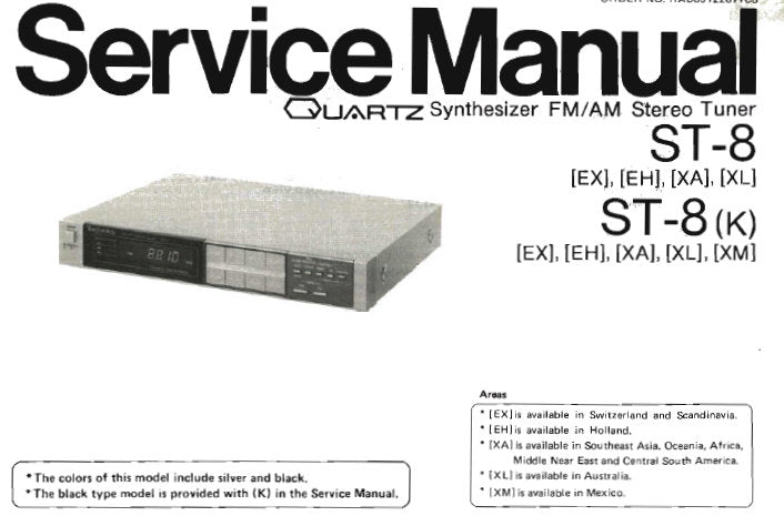 TECHNICS ST-8 ST-8(K) QUARTZ SYNTHESIZER FM AM STEREO TUNER SERVICE MANUAL INC CIRC BOARD AND WIRING CONN DIAG BLK DIAG SCHEM DIAG  PCBS SCHEM DIAG AND PARTS LIST 16 PAGES ENG