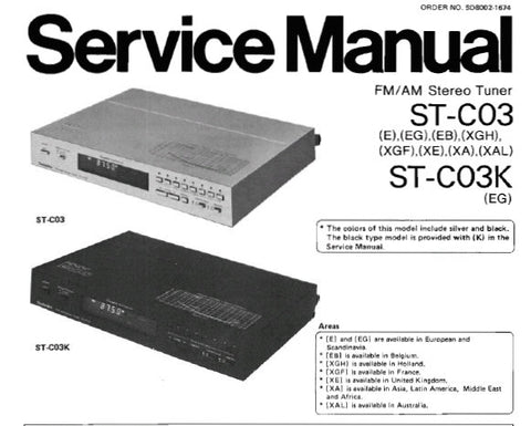 TECHNICS ST-C03 ST-C03K FM AM STEREO TUNER SERVICE MANUAL INC BLK DIAG SCHEM DIAG AND PARTS LIST 16 PAGES ENG