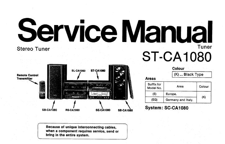 TECHNICS ST-CA1080 STEREO TUNER SERVICE MANUAL INC CONN DIAGS SCHEM DIAGS PCBS BLK DIAG AND PARTS LIST 31 PAGES ENG