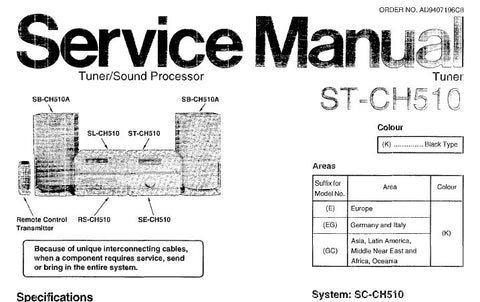 TECHNICS ST-CH510 TUNER SOUND PROCESSOR SERVICE MANUAL INC SCHEM DIAGS PCBS BLK DIAG AND PARTS LIST 14 PAGES ENG
