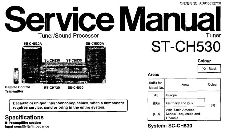 TECHNICS ST-CH530 TUNER SOUND PROCESSOR SERVICE MANUAL INC SCHEM DIAGS PCBS BLK DIAG AND PARTS LIST 38 PAGES ENG