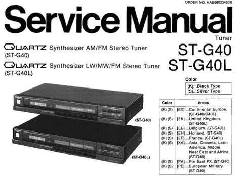 TECHNICS ST-G40 QUARTZ SYNTHESIZER AM FM STEREO TUNER ST-G4OL QUARTZ SYNTHESIZER LW MW FM STEREO TUNER SERVICE MANUAL INC PCBS SCHEM DIAGS AND PARTS LIST 18 PAGES ENG