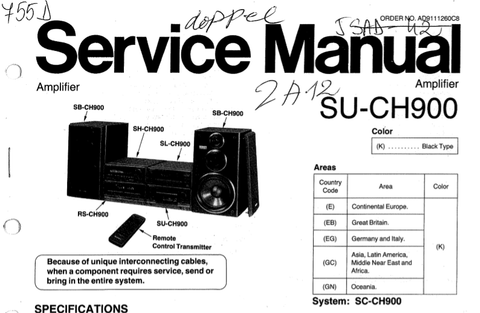 TECHNICS SU-CH900 AMPLIFIER SERVICE MANUAL INC SCHEMS 6 PAGES ENG