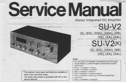 TECHNICS SU-V2 SU-VUK STEREO INTEGRATED DC AMP SERVICE MANUAL INC SCHEM DIAG 7 PAGES ENG