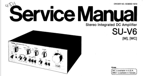 TECHNICS SU-V6 [M] [MC] STEREO INTEGRATED DC AMP SERVICE MANUAL INC PCBS SCHEM DIAG AND PARTS LIST 10 PAGES ENG