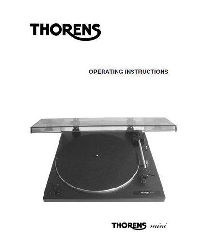 THORENS MINI BELT DRIVE TURNTABLE OPERATING INSTRUCTIONS 8 PAGES ENG