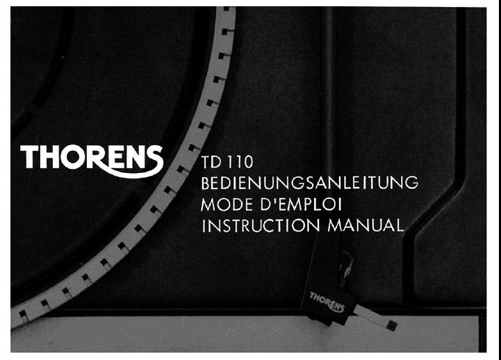 THORENS TD110 TURNTABLE INSTRUCTION MANUAL INC CONN DIAG 34 PAGES ENG DEUT FRANC
