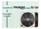 THORENS TD124 TRANSCIPTION TURNTABLE OWNERS MANUAL 24 PAGES ENG