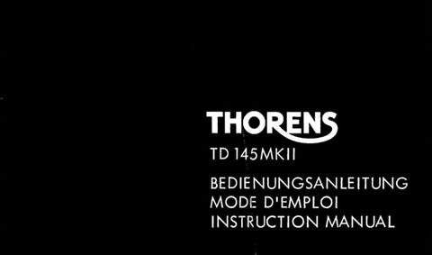THORENS TD145MKII TURNTABLE INSTRUCTION MANUAL 30 PAGES ENG DEUT FRANC