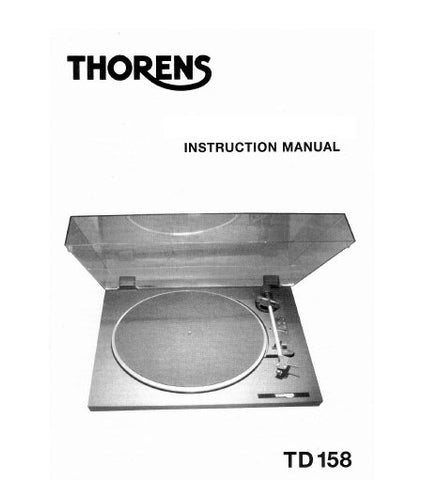 THORENS TD158 TURNTABLE INSTRUCTION MANUAL 9 PAGES ENG