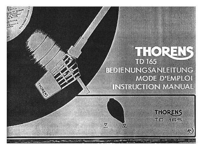 THORENS TD165 BELT DRIVE TURNTABLE INSTRUCTION MANUAL 30 PAGES ENG DEUT FRANC