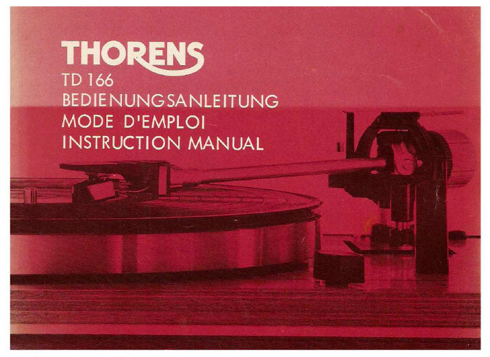 THORENS TD166MKI BELT DRIVE TURNTABLE INSTRUCTION MANUAL 30 PAGES ENG DEUT FRANC