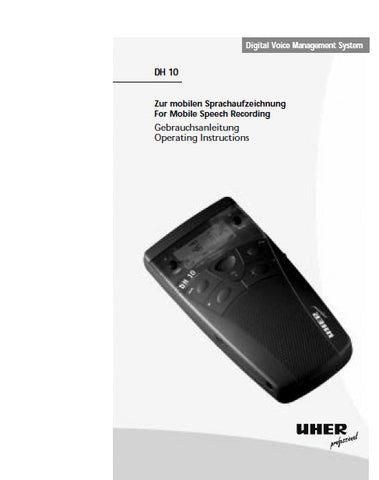 UHER DH10 HAND HELD RECORDER OPERATING INSTRUCTIONS 7 PAGES ENG