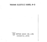 YAMAHA A-3 ELECTONE ORGAN SERVICE MANUAL INC BLK DIAG AND SCHEM DIAGS 30 PAGES ENG