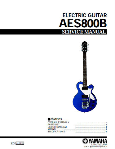 YAMAHA AES800B ELECTRIC GUITAR SERVICE MANUAL INC CIRC DIAG WIRING DIAG AND PARTS LIST 4 PAGES ENG