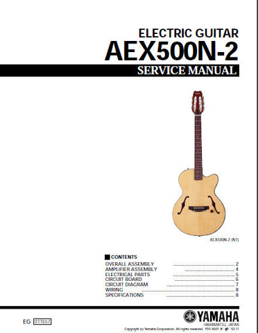 YAMAHA AEX500N-2 ELECTRIC GUITAR SERVICE MANUAL INC PCBS CIRC DIAG WIRING DIAG AND PARTS LIST 8 PAGES ENG