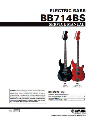 YAMAHA BB714BS ELECTRIC BASS GUITAR SERVICE MANUAL INC CIRC DIAG WIRING DIAG AND PARTS LIST 6 PAGES ENG