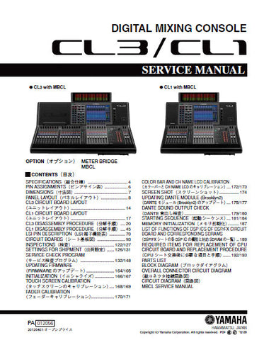 YAMAHA CL1 CL3 DIGITAL MIXING CONSOLE SERVICE MANUAL INC BLK DIAGS PCBS SCHEM DIAGS AND PARTS LIST 401 PAGES ENG