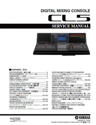YAMAHA CL5 DIGITAL MIXING CONSOLE SERVICE MANUAL INC BLK DIAGS PCBS SCHEM DIAGS AND PARTS LIST 345 PAGES ENG