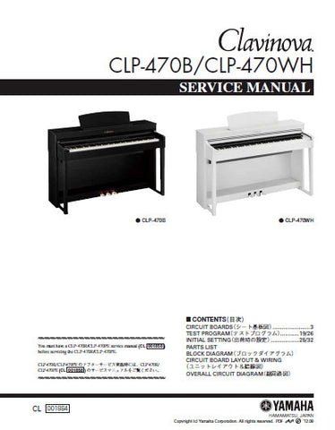 YAMAHA CLP-470B CLP-470WH CLAVINOVA KEYBOARD SERVICE MANUAL INC BLK DIAG PCBS SCHEM DIAGS AND PARTS LIST 96 PAGES ENG