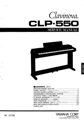YAMAHA CLP-550 CLAVINOVA SERVICE MANUAL INC PCBS SCHEM DIAG AND PARTS LIST 35 PAGES ENG