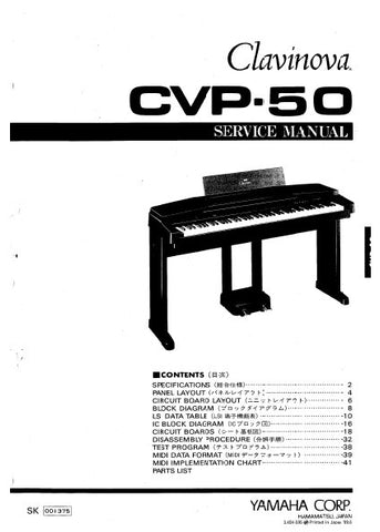YAMAHA CVP-50 CLAVINOVA SERVICE MANUAL INC BLK DIAG PCBS SCHEM DIAGS AND PARTS LIST 120 PAGES ENG