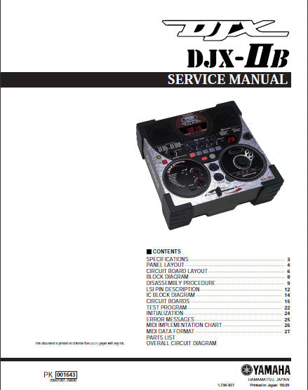 YAMAHA DJX-IIB GROOVEBOX SERVICE MANUAL INC BLK DIAG PCBS SCHEM DIAGS AND PARTS LIST 44 PAGES ENG