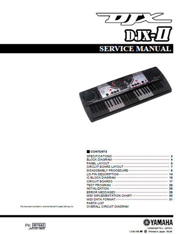 YAMAHA DJX-II KEYBOARD SERVICE MANUAL INC BLK DIAG PCBS SCHEM DIAGS AND PARTS LIST 54 PAGES ENG