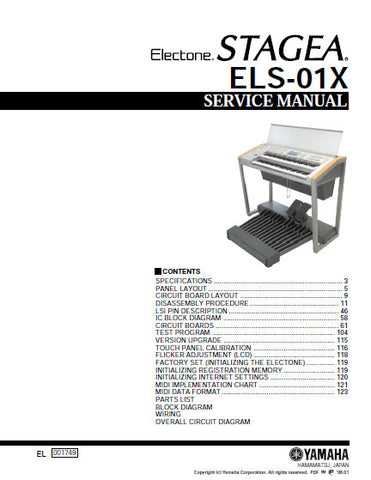 YAMAHA ELS-01X ELECTONE STAGEA KEYBOARD SERVICE MANUAL INC BLK DIAG PCBS SCHEM DIAGS AND PARTS LIST 254 PAGES ENG