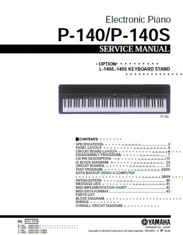 YAMAHA P-140 P-140S ELECTRONIC PIANO SERVICE MANUAL INC BLK DIAG PCBS SCHEM DIAGS AND PARTS LIST 71 PAGES ENG