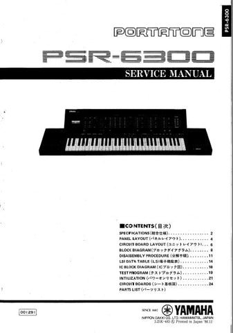YAMAHA PSR-6300 PORTATONE KEYBOARD SERVICE MANUAL INC BLK DIAG PCBS SCHEM DIAG AND PARTS LIST 34 PAGES ENG