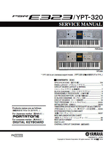 YAMAHA PSR-E323 DIGITAL KEYBOARD SERVICE MANUAL INC BLK DIAG PCBS SCHEM DIAG AND PARTS LIST 53 PAGES ENG
