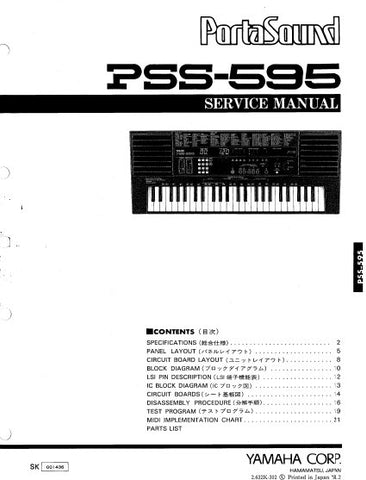 YAMAHA PSS-595 PORTASOUND KEYBOARD SERVICE MANUAL INC BLK DIAG PCBS SCHEM DIAG AND PARTS LIST 22 PAGES ENG