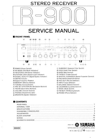 YAMAHA R-900 STEREO RECEIVER SERVICE MANUAL INC BLK DIAG PCBS SCHEM DIAG AND PARTS LIST 28 PAGES ENG