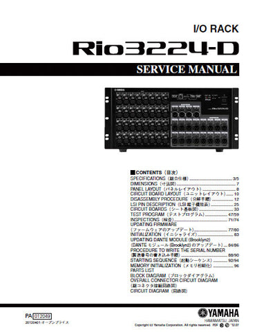 YAMAHA Rio3224-D I/O RACK SERVICE MANUAL INC BLK DIAGS PCBS SCHEM DIAGS AND PARTS LIST 166 PAGES ENG
