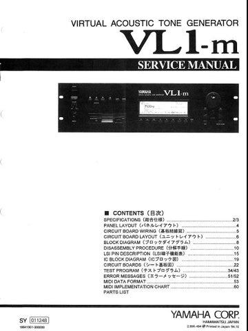 YAMAHA VL1-m VIRTUAL ACOUSTIC TONE GENERATOR SERVICE MANUAL INC BLK DIAG PCBS SCHEM DIAGS AND PARTS LIST 63 PAGES ENG