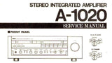 YAMAHA A-1020 STEREO INTEGRATED AMPLIFIER SERVICE MANUAL INC BLK DIAG PCB'S SCHEM DIAGS WIRING DIAG AND PARTS LIST 26 PAGES ENG