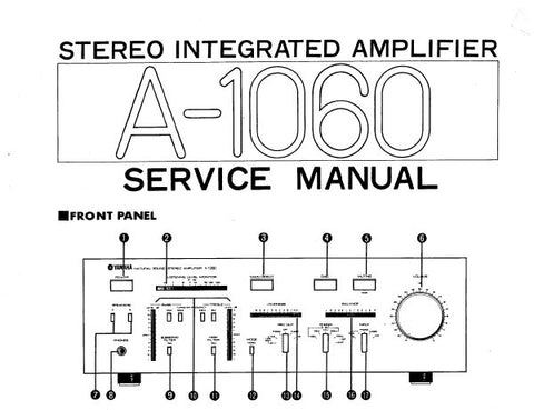 YAMAHA A-1060 STEREO INTEGRATED AMPLIFIER SERVICE MANUAL INC BLK DIAG WIRING DIAG PCB'S SCHEM DIAG AND PARTS LIST 28 PAGES ENG