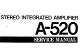 YAMAHA A-520 STEREO INTEGRATED AMPLIFIER SERVICE MANUAL INC BLK DIAG PCB'S WIRING DIAG SCHEM DIAG AND PARTS LIST 26 PAGES ENG