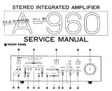 YAMAHA A-960 STEREO INTEGRATED AMPLIFIER SERVICE MANUAL INC BLK DIAG WIRING DIAG PCB'S SCHEM DIAG AND PARTS LIST 37 PAGES ENG