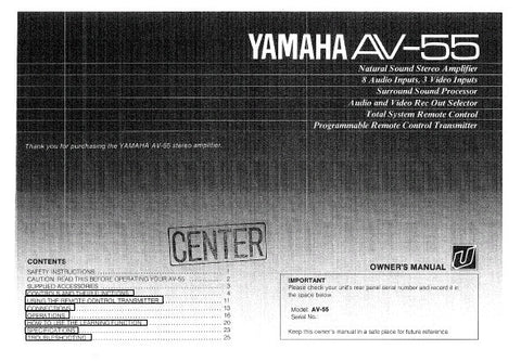 YAMAHA AV-55 STEREO AMPLIFIER OWNER'S MANUAL INC CONN DIAG AND TRSHOOT GUIDE 28 PAGES ENG