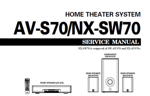 YAMAHA AV-S70 HOME THEATER SOUND SYSTEM SERVICE MANUAL INC BLK DIAGS PCB'S SCHEM DIAGS AND PARTS LIST 51 PAGES ENG