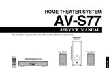 YAMAHA AV-S77 HOME THEATER SOUND SYSTEM SERVICE MANUAL INC BLK DIAGS PCB'S SCHEM DIAGS AND PARTS LIST 51 PAGES ENG