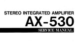 YAMAHA AX-530 STEREO INTEGRATED AMPLIFIER SERVICE MANUAL INC BLK DIAG PCB'S SCHEM DIAG AND PARTS LIST 17 PAGES ENG