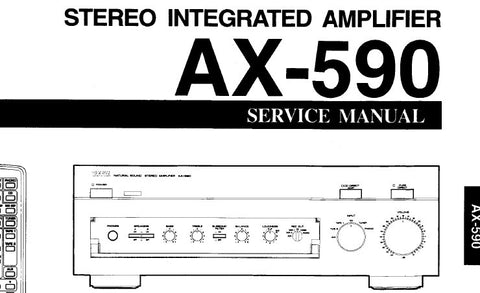YAMAHA AX-590 STEREO INTEGRATED AMPLIFIER SERVICE MANUAL INC BLK DIAG PCB'S SCHEM DIAGS AND PARTS LIST 23 PAGES ENG