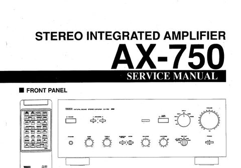 YAMAHA AX-750 STEREO INTEGRATED AMPLIFIER SERVICE MANUAL INC BLK DIAG WIRING DIAG PCB'S SCHEM DIAGS AND PARTS LIST 22 PAGES ENG